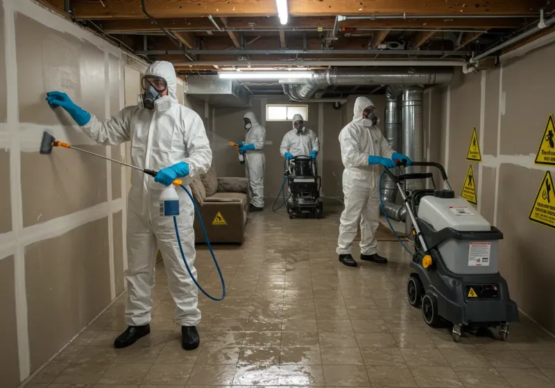 Basement Moisture Removal and Structural Drying process in Ridge Wood Heights, FL